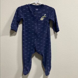 Carter’s Navy “Little Rockstar” Footed Sleeper 9M Zip-Up Pajamas Guitar